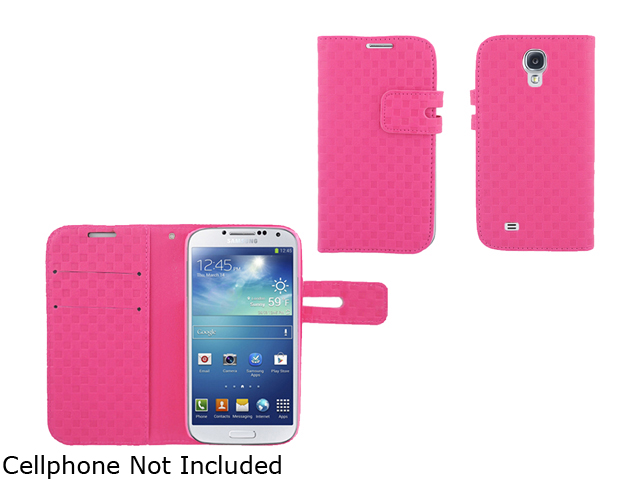 KTA Enterprises Mesh Pink Galaxy S4 leather case with magnetic clip and pockets KTA 3012