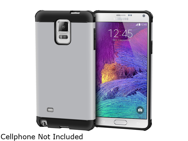 rooCASE Silver Exec Tough Hybrid PC/TPU Case Cover for Galaxy Note 4 RCNOTE4ETSI