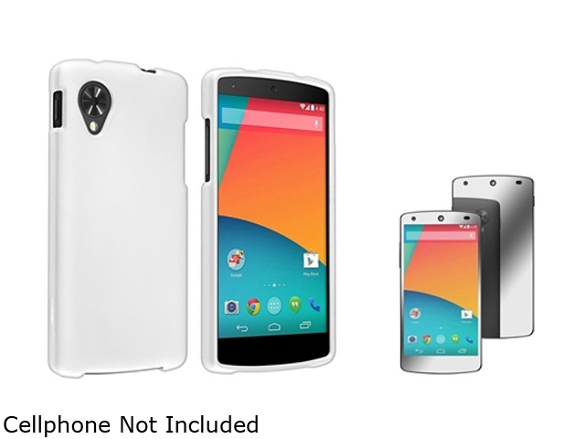 Insten White Snap in Hard Rubber Case with Mirror Screen Protector Compatible with LG Nexus 5 D820 / D821 1646067