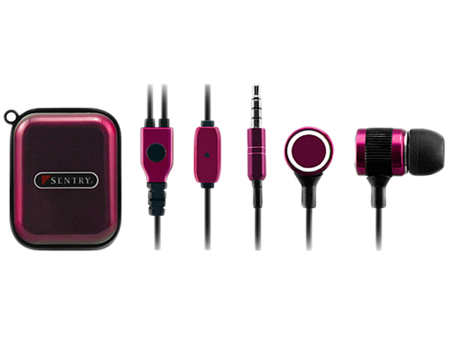 Sentry Pink 3.5mm Talk Buds Metal Earbuds with Mic HM353