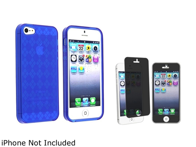 Insten Dark Blue Argyle Candy Skin Case with Privacy Filter for Apple iPhone 5 803824