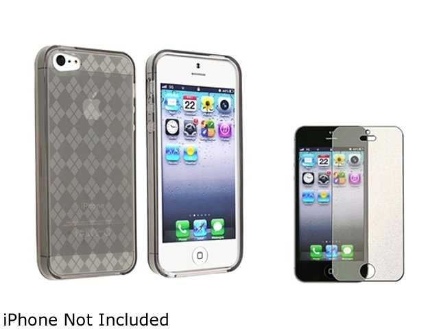 Insten Smoke Argyle Candy Skin Case Case And Colorful Diamond Screen Protector for Apple iPhone 5 803873