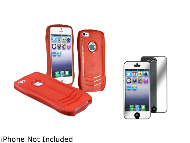 Insten Red Lamborghini TPU Rubber Case + Mirror Screen Protector Compatible With Apple iPhone 5 / 5s 831699