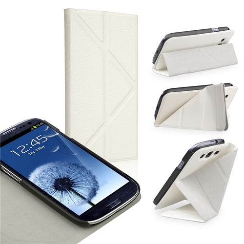 Insten White Leather Pouch & White Stereo Headset For Samsung Galaxy S3 817863