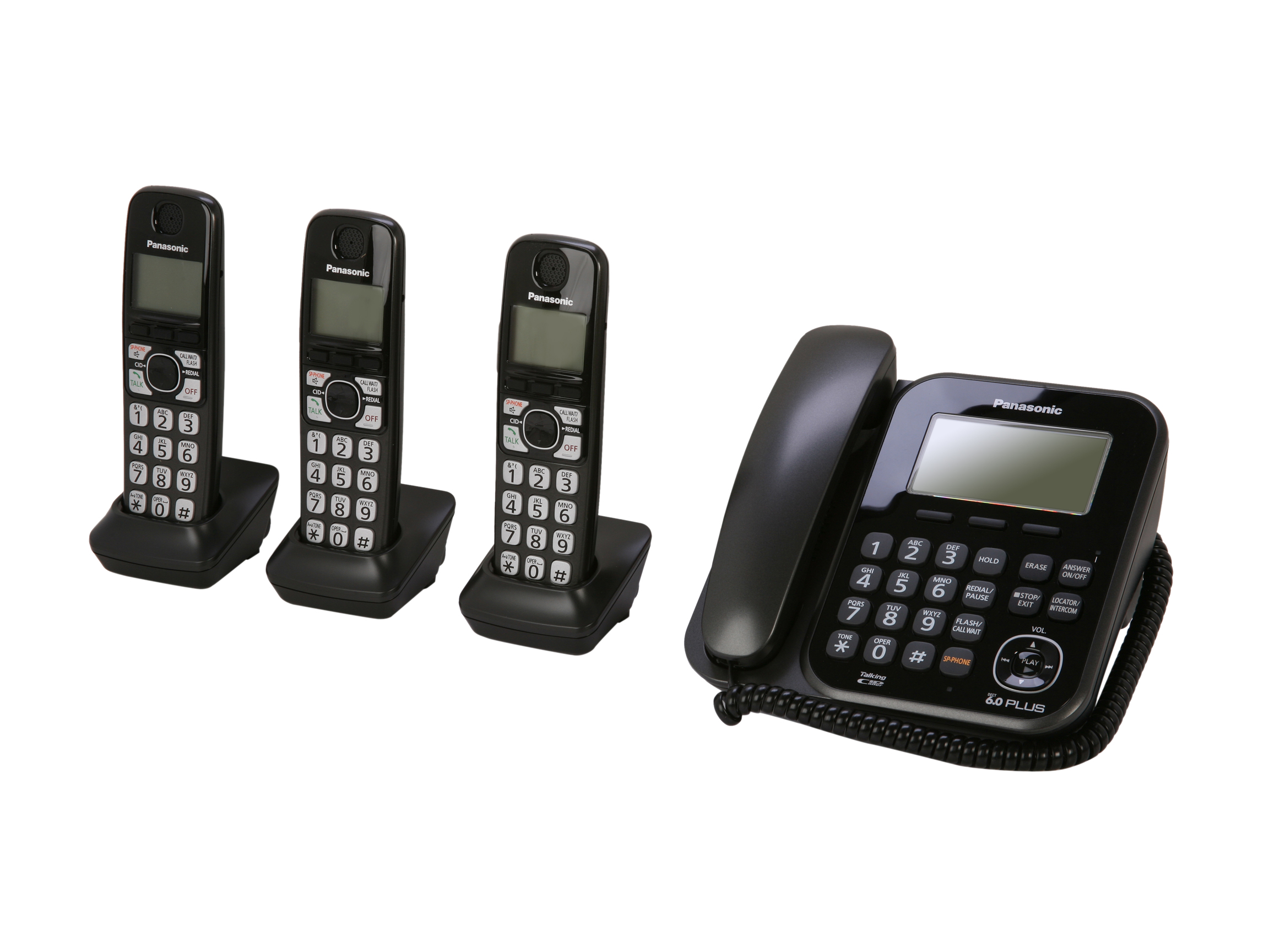 Panasonic KX TG4773B 4 Handset Corded / Cordless Phone