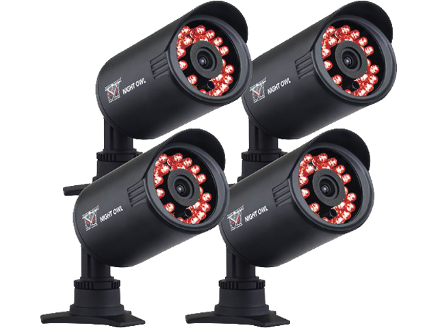 Night Owl CAM 4PK 650 650 TV Lines MAX Resolution BNC 4 pack of Indoor/Outdoor 650 TVL Security Bullet Cameras with 50ft. of Night Vision