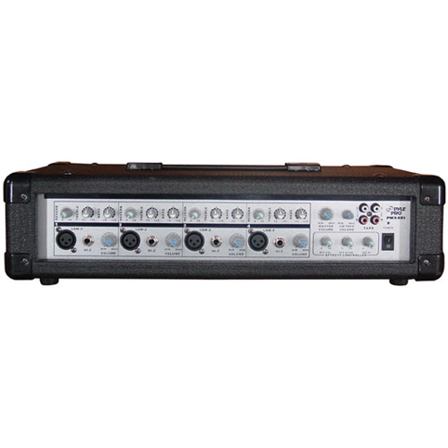 PylePro PMX401 4 Channel Powered PA Mixer/Amplifier, 150W, Aux (3.5mm) and RCA Input Connector Jacks, Graphic EQ