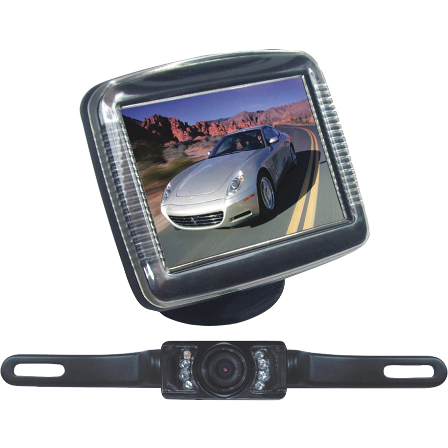 PYLE 3.5" Monitor w/ License Plate Mount Night Vision Rearview Camera