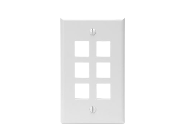 Leviton 41080 6WP QuickPort Wallplate, single gang, 6 port