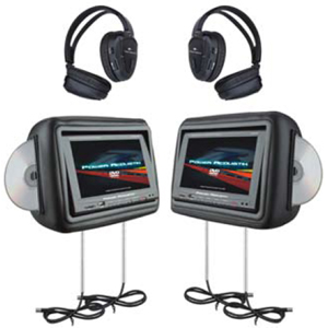 Power Acoustik 1 Pair Universal Headrest 8.8" Touch Screen w/ DVD Player (Gray)