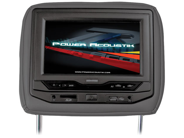 Power Acoustik Universal Headrest 7" Monitor with DVD (Black)