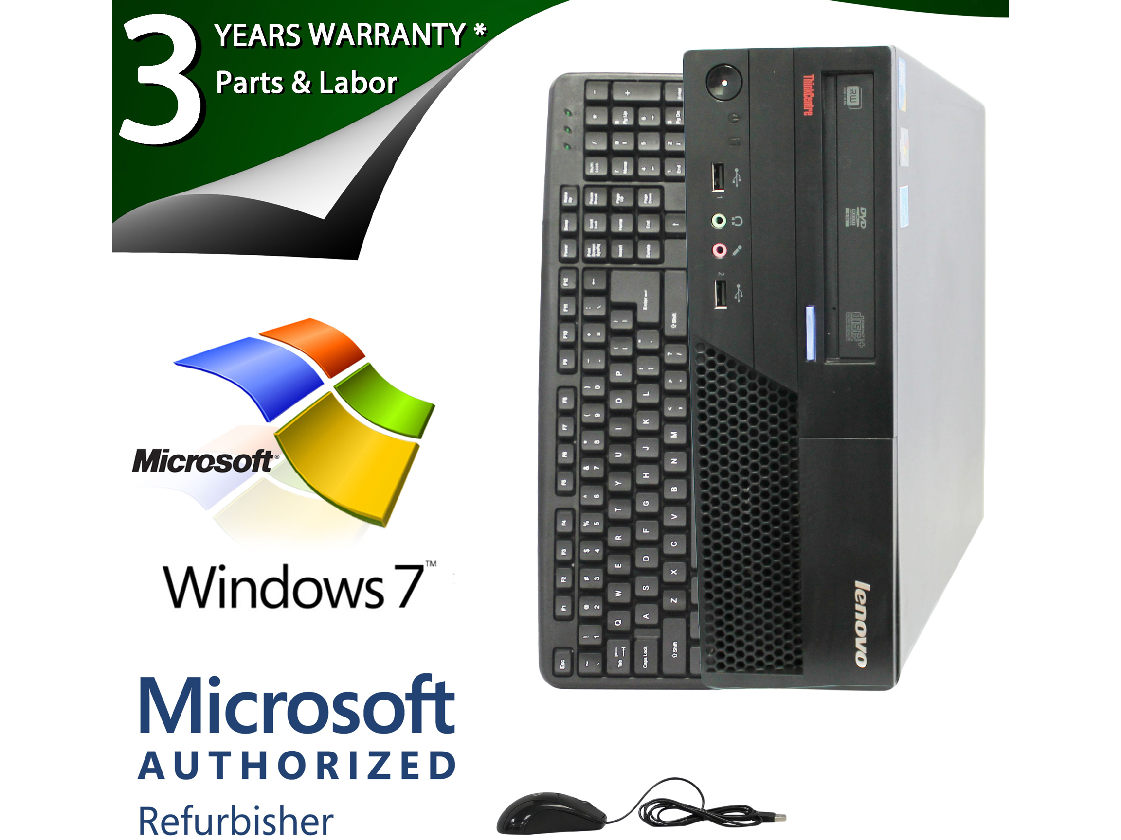 Refurbished Lenovo ThinkCentre M58 [Microsoft Authorized Recertified] Small Form Factor Desktop PC with Intel Core 2 Duo E8200 2.66Ghz, 4GB RAM, 2 TB HDD, DVDRW, Windows 7 Pro 64 Bit