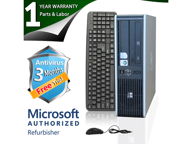 Refurbished HP Desktop Computer DC5800 Pentium E5200 (2.50 GHz) 4 GB DDR2 160 GB HDD Windows 7 Professional 64 Bit