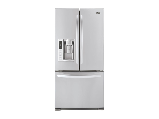 24.9 cu. ft. French Door Refrigerator with 4 Tempered Glass Shelves, 2 Humidity Crispers, Slim SpacePlus Ice System, Tall Ice/Water Dispensing System and Premium LED Interior Light: Stainless Steel
