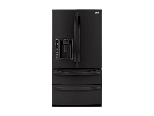 LG LMX28988SB Ultra large 4 Door refrigerator with Slim SpacePlus Ice System and Tall Ice & Water Dispenser Smooth Black  Refrigerator