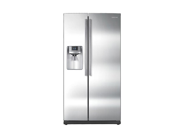 26 cu. ft. Side by Side Refrigerator with 4 Glass Shelves, LED Lighting, Twin Cooling System, Power ze/Cool Options, Compact Icemaker and External Water/Ice Dispenser: Stainless Steel