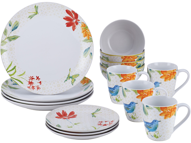 BONJOUR  54076  Dinnerware Al Fresco 16 Piece Porcelain Stoneware Dinnerware Set