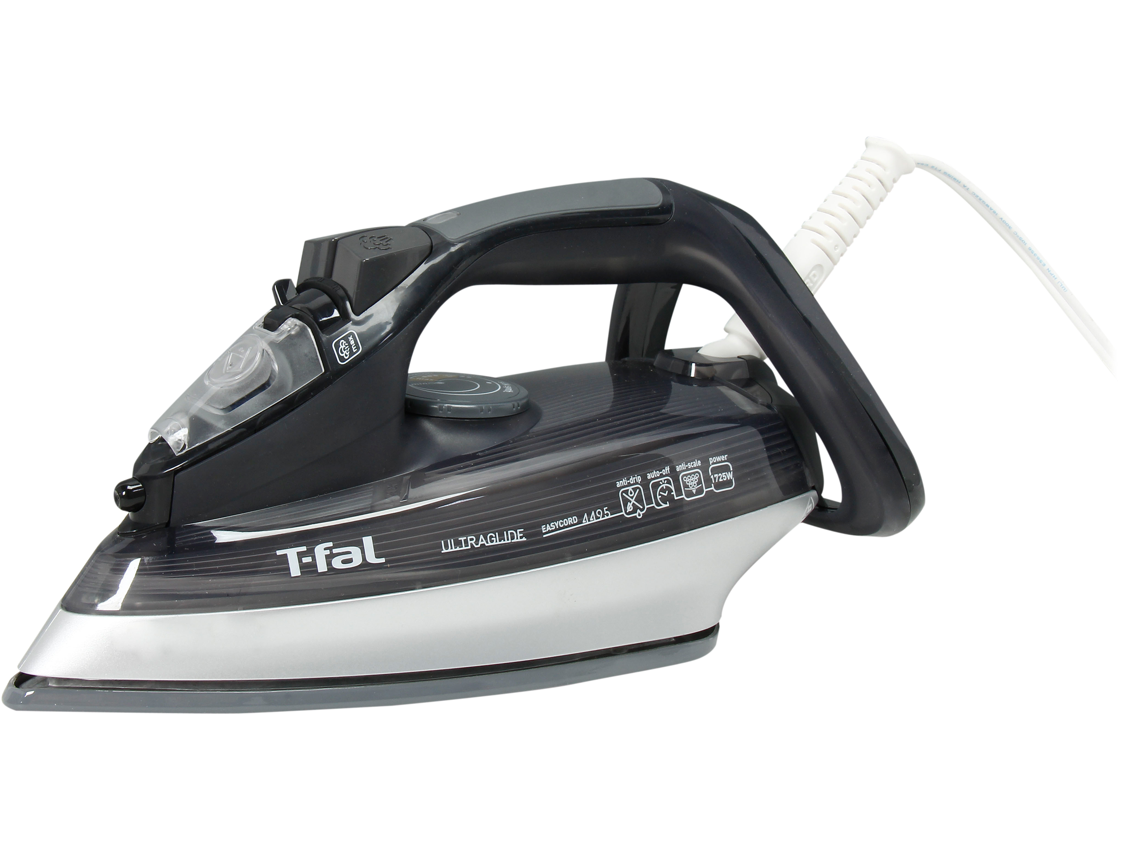 T fal FV4495 Ultraglide Easycord Steam Iron with Ceramic Scratch Resistant Nonstick Soleplate 1725 watt, Black