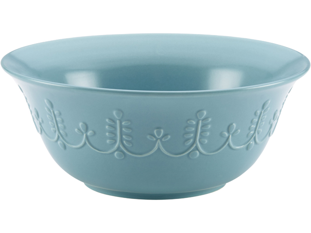 Paula Deen  58758  Bas Relief Whitaker Stoneware 10 Inch Serving Bowl, Aqua