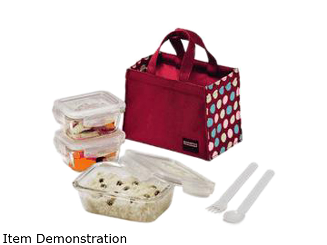    Lock&Lock LLG414SW Borosilicate Glass Lunch Box Set, Wine 