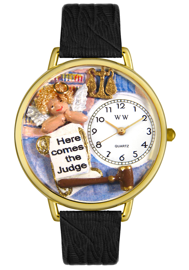 Whimsical Unisex Judge Theme Black Skin Leather