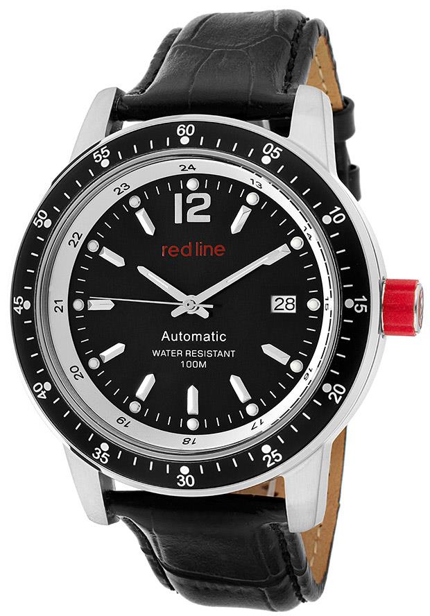 Red Line 50013 11 Bk Meter Automatic Black Genuine Leather Black Dial Watch