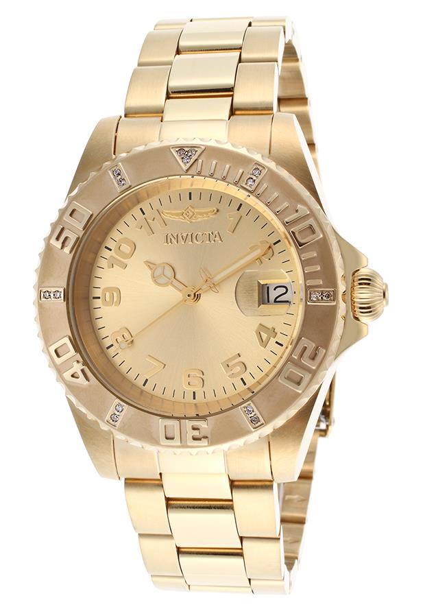 Women's Pro Diver 18K Gold Plated SS Gold Tone Dial