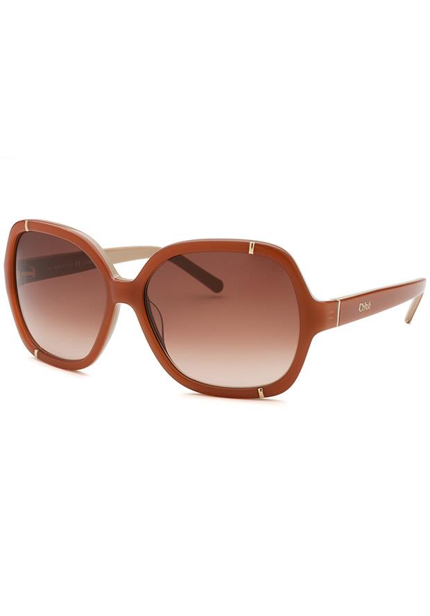 Chloe Ce619s 749 58 Women's Square Peach Frame Brown Gradient  Sunglasses