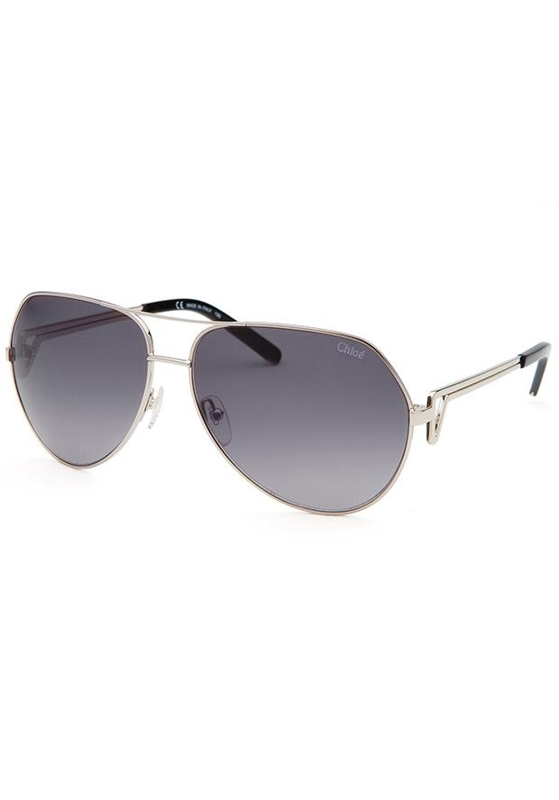 Women's Aviator Silver Tone Sunglasses Purple Lens