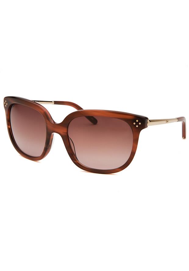 Chloe Ce642s 282 55 Women's Square Striped Brown  Sunglasses