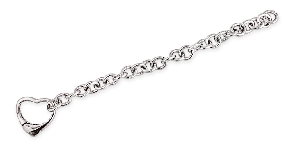 Polished .925 Sterling Silver Circle Link Heart Bracelet