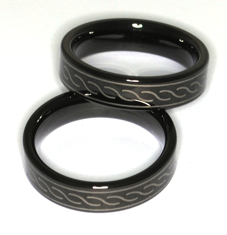 Men's/Women's 6mm Black Tungsten Carbide Ring, Celtic Knot Design