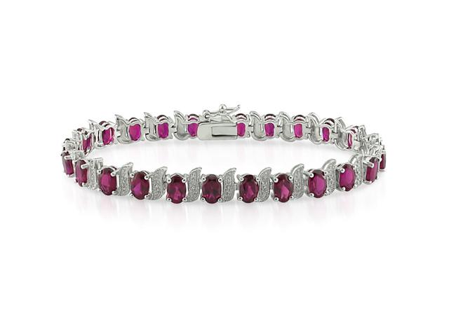 Amour Collections Silver Created Ruby and Diamond Tennis Bracelet