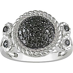 1/2 Carat Black Diamond Ring w/ Sterling Silver and Black Rhodium