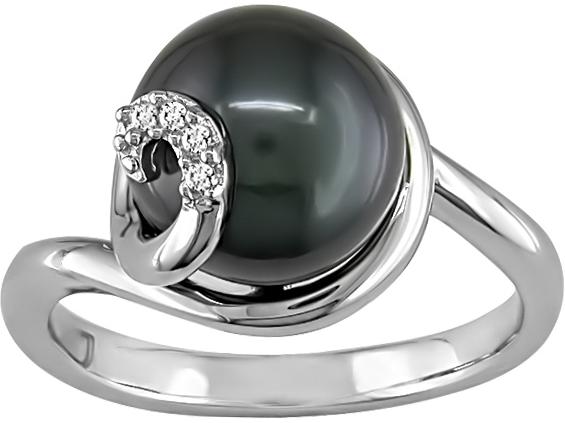 9 10mm Tahitian Pearl and Diamond Accent Ring in Silver, I J, I2 I3