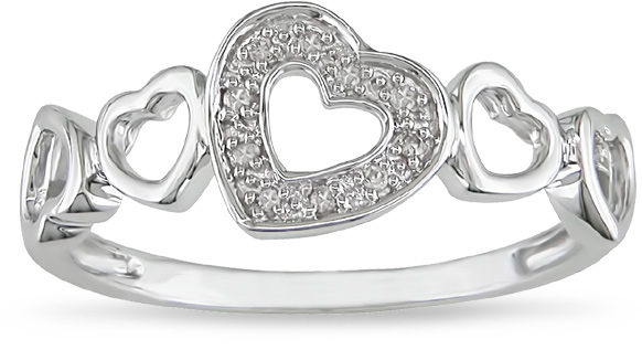10k White Gold Diamond Accent Heart Ring