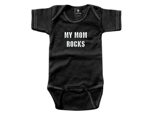 Rebel Ink Baby 373bo06 My Mom Rocks  0 6 Month Black One Piece Undershirt