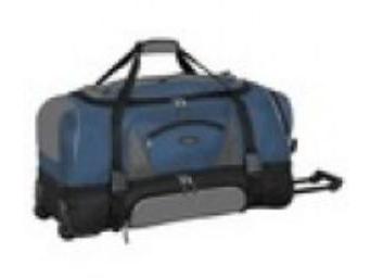 Travelers Club Luggage 57030 410 Adventurer Duffel Collection  30 2 Section Drop Bottom Rolling Duffel in Navy and Black 