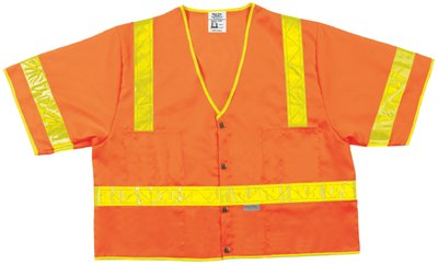 River City 611 CL3SOVX2 Lum. Class Iii Poly Fluorescent Safety Vest Orng