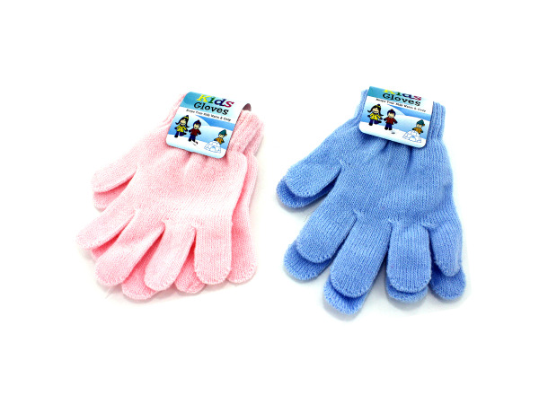 Kid & number 039; s gloves, assorted pink or blue   Case of 24