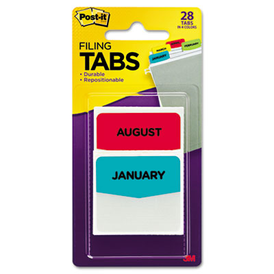 Post It 686 MONTH Preprinted File Tabs, 1 .75 x 1.5, Jan. Dec., 28 Pack