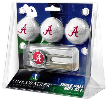 LinksWalker SL LW CO3 ACT 3PKK Alabama Crimson Tide 3 Ball Gift Pack With Kool Tool