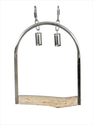 Caitec 315 8 in. Medium Stainless Steel Swing with Natural Wood Perch