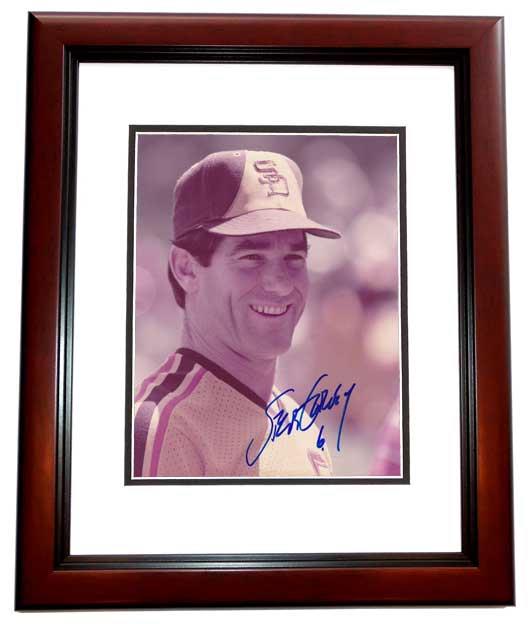 Steve Garvey Autographed San Diego Padres 8X10 Photo Mahogany Custom Frame