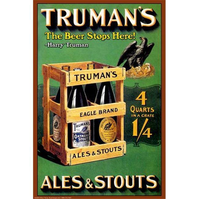 Truman's   The Beer Stops Here 12x18 Giclee On Canvas