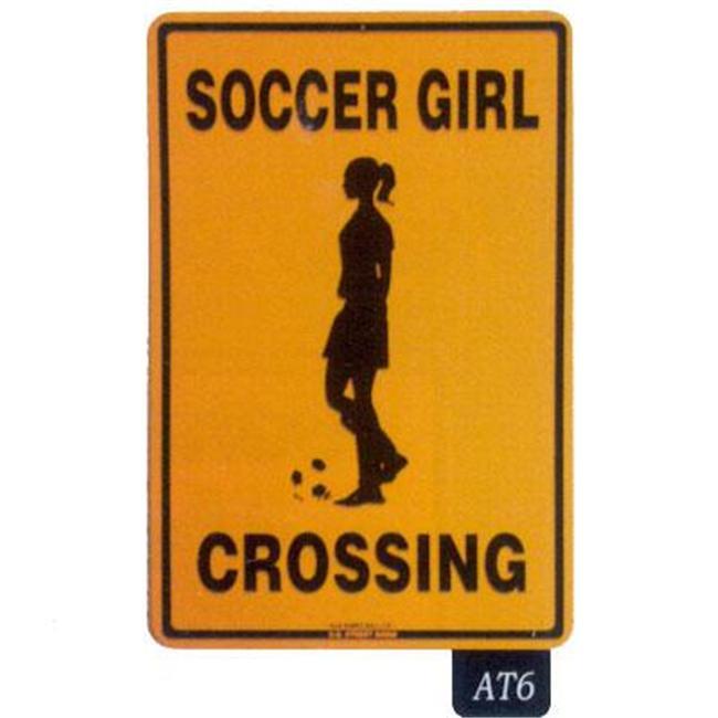 Seaweed Surf Co AT6 12X18 Aluminum Sign Soccer Girl Crossing