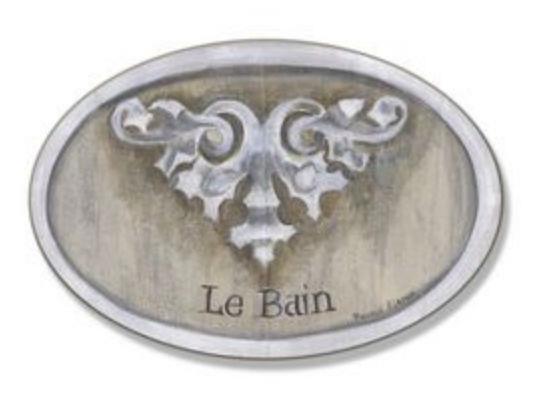 Stupell Industries WRP 877 Le Bain Tan Beige Design Oval Wall Plaque