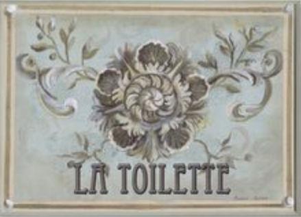 Stupell Industries WRP 906 La Toilette Green Tan Floral Scroll Rect Wall Plaque