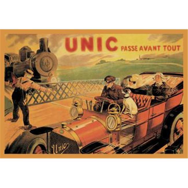 Unic   Racing Across Train Tracks 12x18 Giclee On Canvas