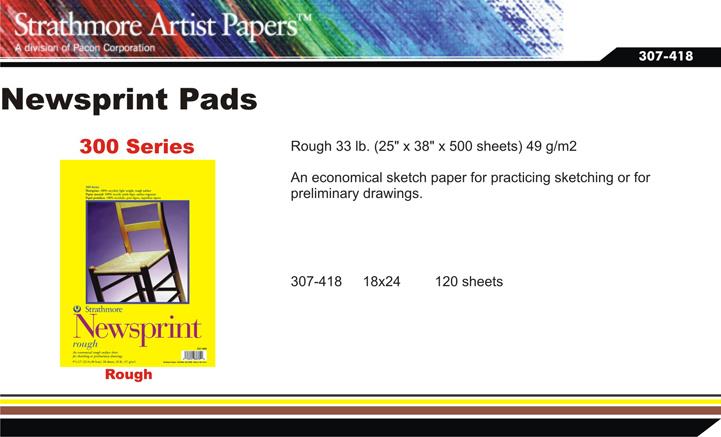 Strathmore ST307 418 300 Series 18'' x 24'' Rough Tape Bound Newsprint Pad